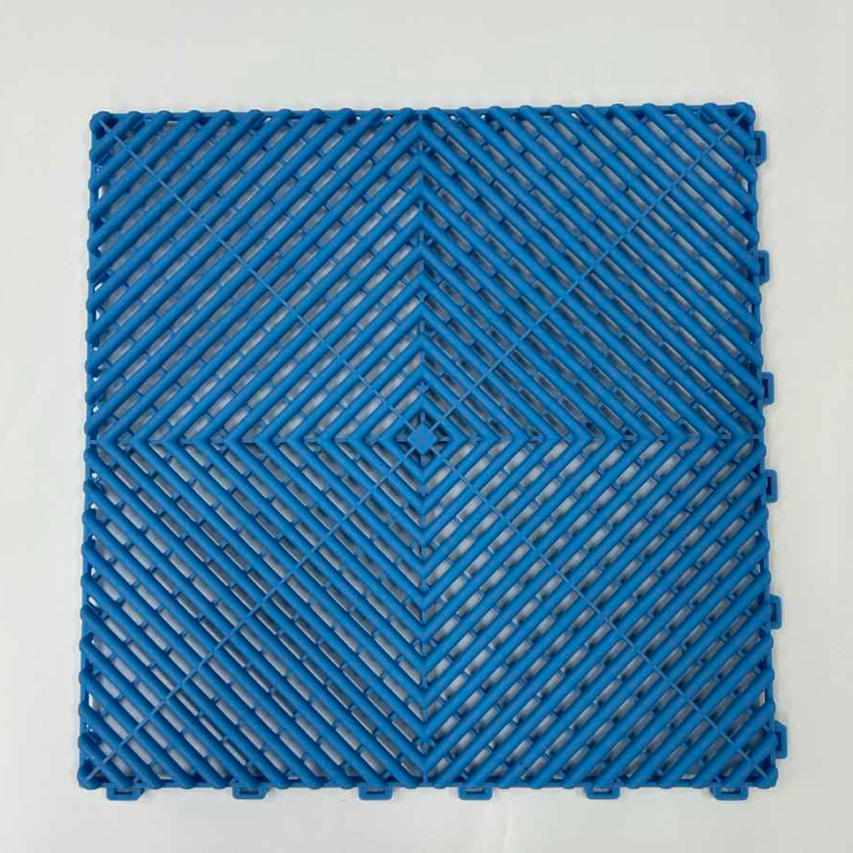 Ribbed vented garage floor tile in Dark Blue